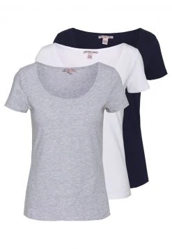 Descuento 🌟 Anna Field 3 PACK - Camiseta Básica - White/navy/light Grey Melange, Mujer ⭐