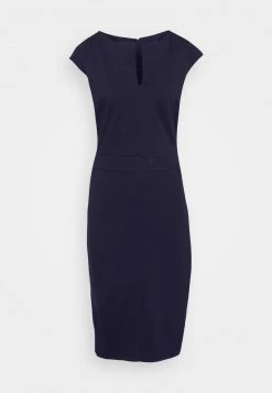 Lo mas barato 🧨 Anna Field CAP SLEEVES STRAIGHT V NECK DETAILING MINI 👍 DRESS - Vestido De Tubo - Dark Blue, Mujer ❤️