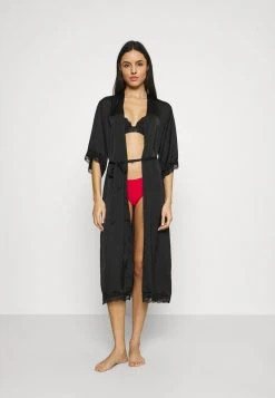 Promoción 💯 Anna Field ARIANA SATIN KIMONO LONG - Albornoz - Black, Mujer 🎉