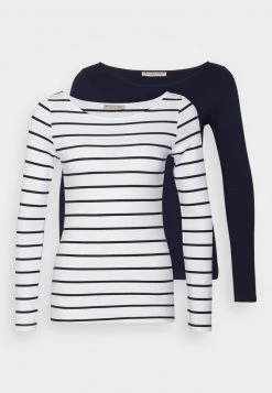 Lo mas barato 🤩 Anna Field 2 PACK - Camiseta De Manga Larga - White/navy, Mujer 😍