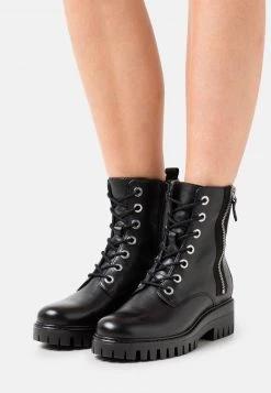 Descuento 😉 Anna Field LEATHER - Botines Con Cordones - Black, Mujer 🛒