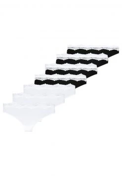 Presupuesto 😍 Anna Field CANDY 7 PACK THONG - COTTON/ LACE - Tanga - White/black, Mujer ❤️