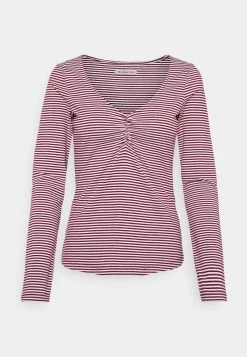 Gran venta ⌛ Anna Field Camiseta De Manga Larga - Dark Red/white, Mujer ✔️