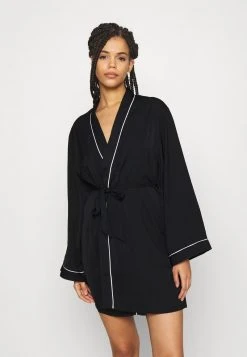 Toma de corriente ✔️ Anna Field AMANDA SATIN DRESSING GOWN - Albornoz - Black, Mujer ✔️