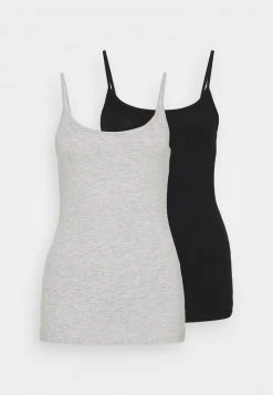 Mejor precio 🎉 Anna Field 2 PACK - Top - Black/mottled Light Grey, Mujer ❤️