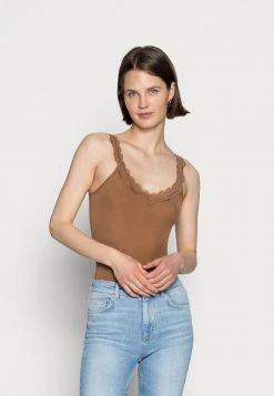 Mejor trato 🔥 Anna Field SCALLOP LACE - Top - Brown, Mujer 🎁